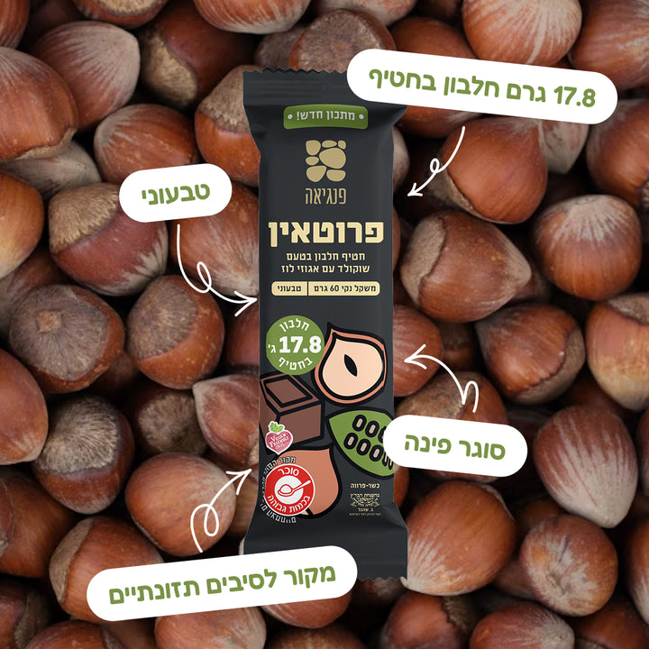 חטיפי חלבון בטעם שוקולד עם אגוזי לוז